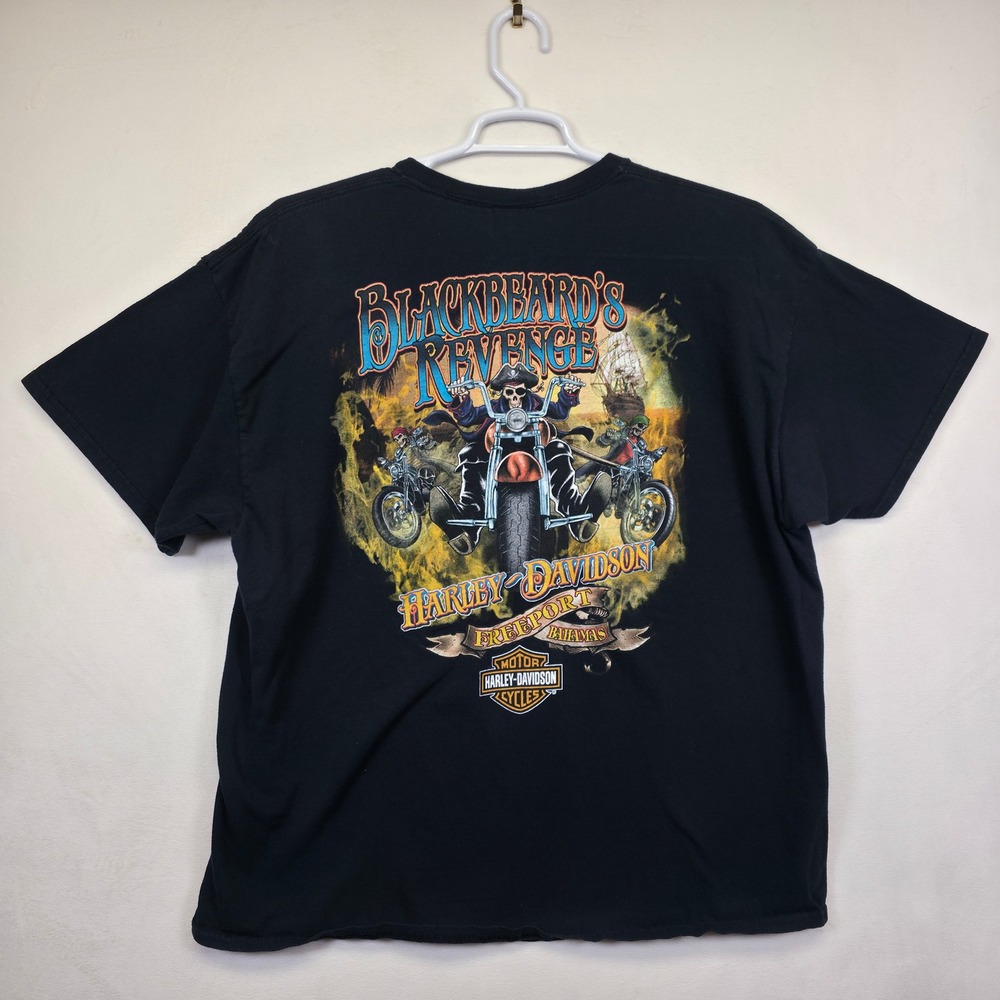 Y2K Harley Davidson Shirt Mens 2XL Freeport Bahamas Black Beards Revenge Vintage